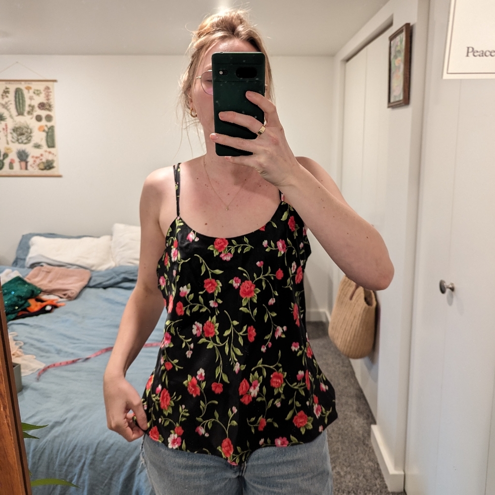SOLD! Rose silky style tank/intimate top